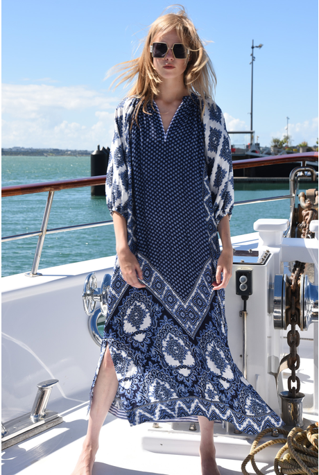 THE A-TEAM DRESS (NAVY PAISLEY)