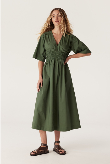 BELLA POPLIN DRESS (MOSS GREEN)