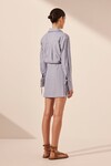 YASMINE DRAPED SHIRT MINI DRESS (CHAMBRAY)