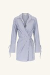 YASMINE DRAPED SHIRT MINI DRESS (CHAMBRAY)