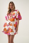 OVERFLOW KNOTTED MINI DRESS (VIVID HIBISCUS) | PRE ORDER