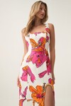 OVERFLOW KNOTTED MIDI DRESS (VIVID HIBISCUS) | PRE ORDER