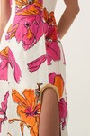 OVERFLOW KNOTTED MIDI DRESS (VIVID HIBISCUS) | PRE ORDER