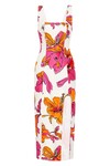 OVERFLOW KNOTTED MIDI DRESS (VIVID HIBISCUS) | PRE ORDER