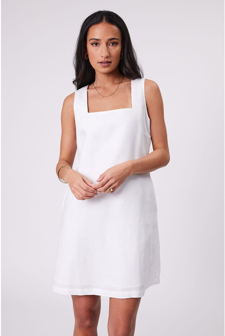 IRIS SQUARE NECK DRESS (WHITE)