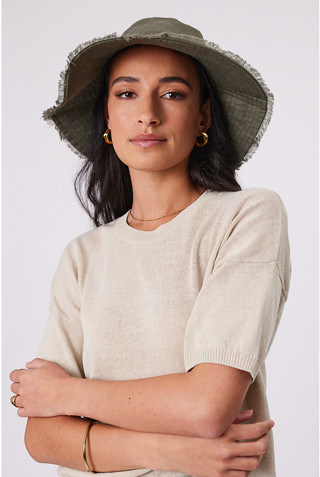 LINEN BUCKET HAT (OLIVE)