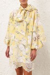 ACADIA BRODERIE TIE MINI DRESS (YELLOW FLORAL)