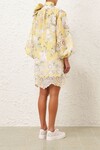 ACADIA BRODERIE TIE MINI DRESS (YELLOW FLORAL)