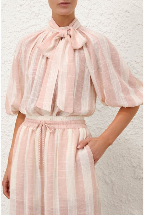 ACACIA BLOUSON SHIRT (PINK/CREAM STRIPE) 