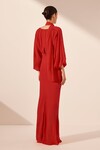 AMINA PLUNGE BALLOON SLEEVE MAXI DRESS (CHILLI)