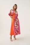 OVERFLOW KNOTTED MIDI DRESS (VIVID HIBISCUS) 