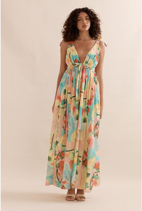 MAXI TIE DRESS (CAPRI LAWN)