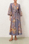 TALLOW WRAP MIDI DRESS (TEAL MULTI FLORAL)