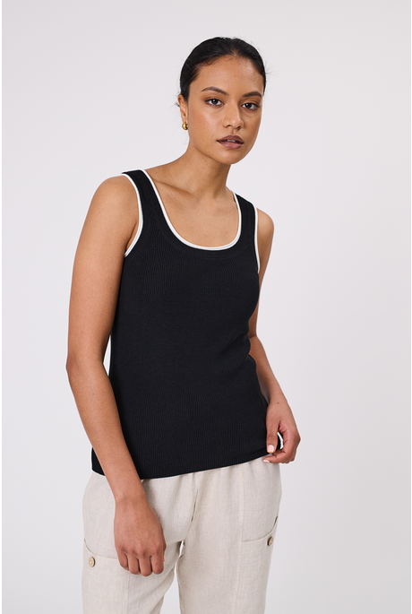 CASA KNIT TANK (BLACK/IVORY)