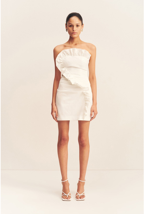 CAMPBELL RUFFLE MINI DRESS (WHITE)