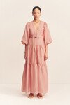 CELESTE PLUNGED TIERED MAXI DRESS (ROSE)