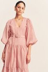 CELESTE PLUNGED TIERED MAXI DRESS (ROSE)