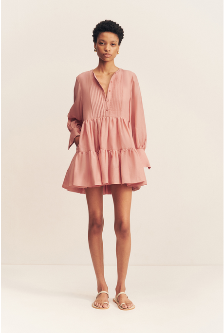 CELESTE TIERED MINI DRESS (ROSE)