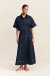 JACQUES FLARED MIDI SKIRT (DEEP INDIGO)