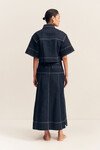 JACQUES FLARED MIDI SKIRT (DEEP INDIGO)