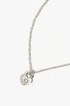 CRYSTAL LOTUS HEART PADLOCK NECKLACE (STERLING SILVER)