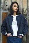 CROP UP JACKET (NAVY PINSTRIPE) 