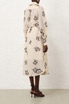 PRINTED RUFFLE MIDI DRESS (CREAM POPPY)