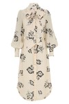 PRINTED RUFFLE MIDI DRESS (CREAM POPPY)