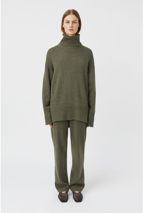 PASCAL CASHMERE BLEND TURTLENECK (ARMY GREEN)