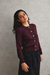 MERINO CREW NECK CARDIGAN (FIG)