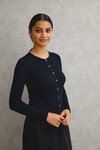 MERINO TWEEDY CROP CARDIGAN (NAVY)