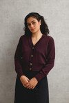 MERINO V NECK CARDIGAN (FIG)